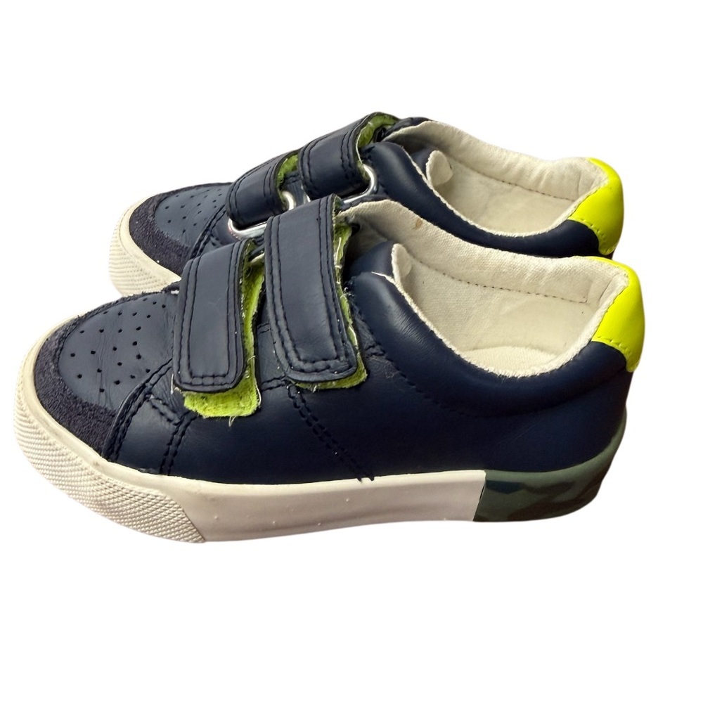 Mini Boden Kids Navy and Green Velcro Sneakers-Euro size 24 US size 7.5 - Picture 4 of 13